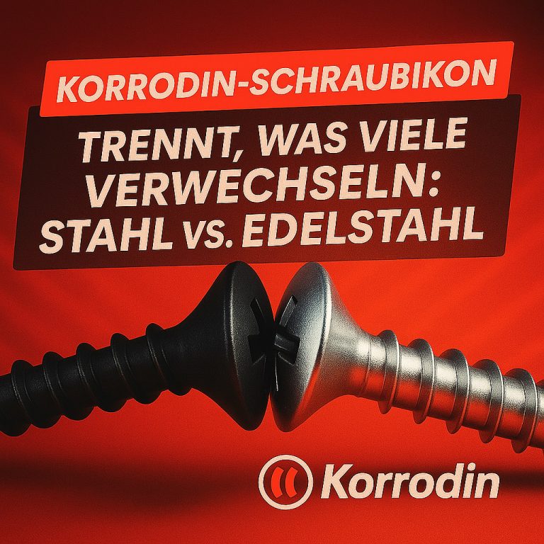 Korrodin-Schraubikon trennt, was viele verwechseln: Stahl vs. Edelstahl!